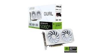 ASUSから「Dual GeForce RTX 5060 Ti 16GB GDDR7 White OC Edition」が発売！デュアルファンタイプのホワイトエディション