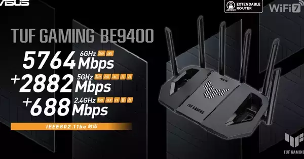 WiFi 7対応のゲーミングルーター「TUF Gaming BE9400」が12月12日発売へ！OpenNAT対応でゲーミングシーンに最適