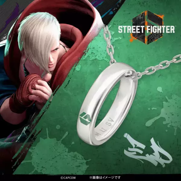 「「ストリートファイター6」のリングネックレスが受付開始！キャラクターのイメージカラーと名前があしらわれたデザイン」の画像
