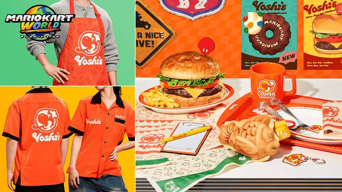 「マリオカート ワールド」のフードショップ「Yoshi's」をテーマにしたグッズが登場！ボウリングシャツやカトラリーなど10種ラインナップ