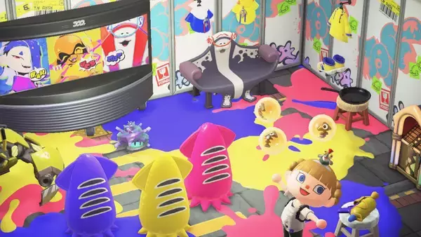「あつ森で「スプラトゥーン レイダース」のコラボマイデザインが配布開始！イカのタンクトップ、コジャケのうちわが手に入る」の画像