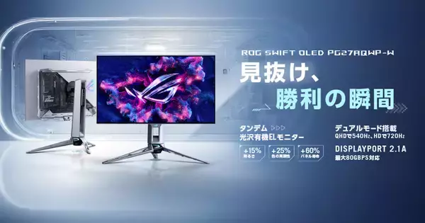 リフレッシュレート最大720Hz対応のゲーミングモニター「ROG Swift OLED PG27AQWP-W」が11月29日発売決定！