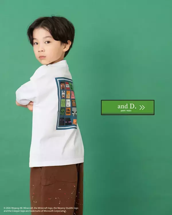 「「マイクラ」とのコラボアパレルが「and D. petit main」から5月22日発売！アイコンデザインのTシャツをラインナップ」の画像