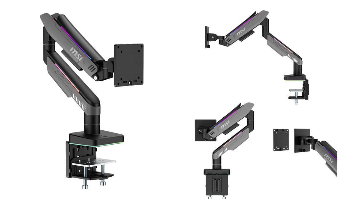 MSIからRGBライティング機能・ガススプリング機構採用のモニターアーム「MPG MT201RG」が登場！最大49インチ・耐荷重20kgまで対応