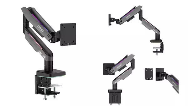 「MSIからRGBライティング機能・ガススプリング機構採用のモニターアーム「MPG MT201RG」が登場！最大49インチ・耐荷重20kgまで対応」の画像
