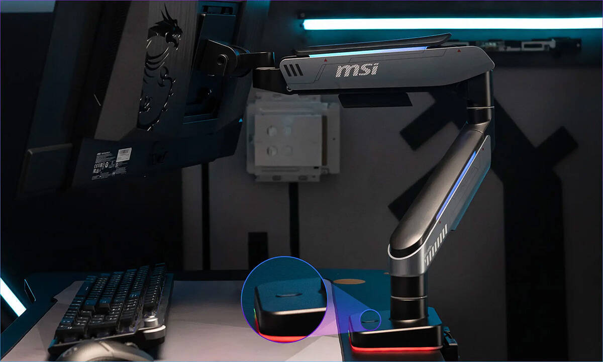 MSIからRGBライティング機能・ガススプリング機構採用のモニターアーム「MPG MT201RG」が登場！最大49インチ・耐荷重20kgまで対応