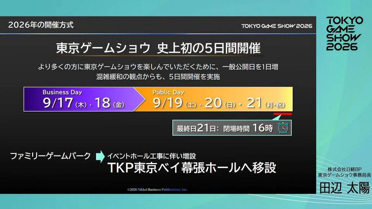 「東京ゲームショウ2026」開催概要が発表！史上最長の5日間開催&30周年記念企画など内容盛りだくさん