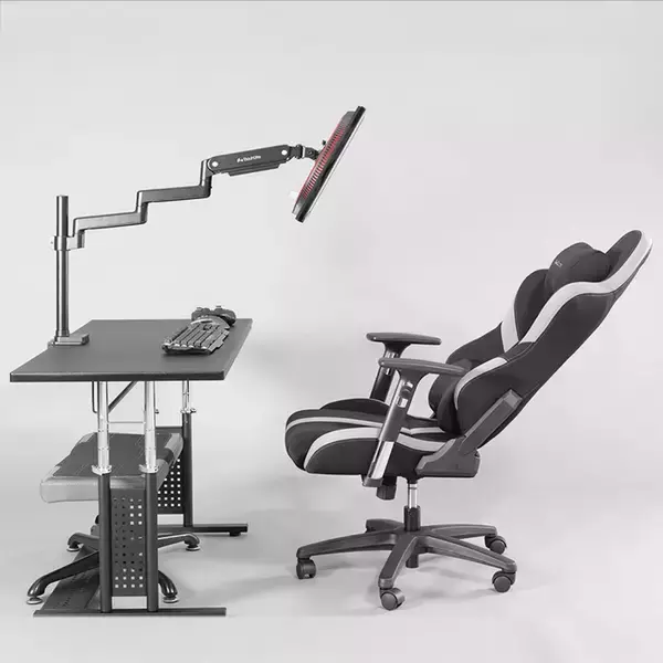 「バウヒュッテから3画面対応の「ロングモニターアームMS BMA-2MS」が発売！ゴロ寝でのマルチディスプレイ環境を構築できる」の画像