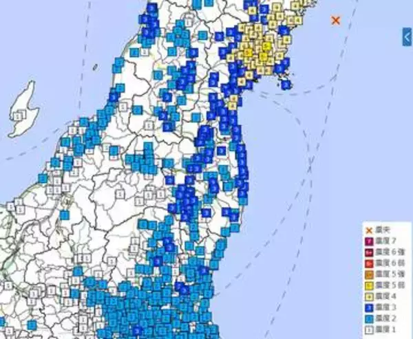 関東、東北、北海道、中部で地震　M6.3