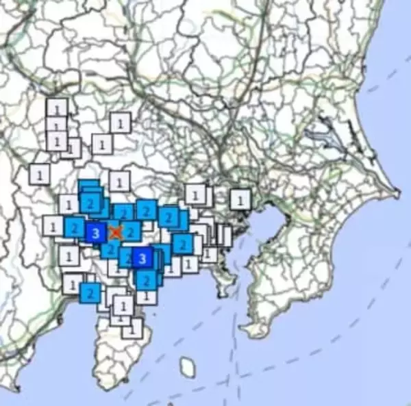 【速報】山梨県東部・富士五湖で地震　M4.1　最大震度3　東京都心、埼玉県秩父市も揺れる