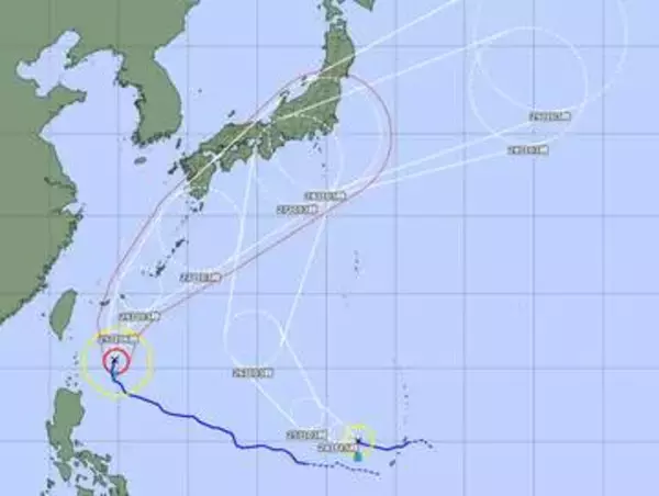 ダブル台風…台風7号、台風8号が埼玉にダブル直撃か　土曜日、日曜日に関東接近の可能性　台風7号の予報円中心、関東に接近時は985ヘクトパスカルか