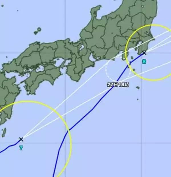 ダブル台風…埼玉接近する予報　8号は27日朝、7号はこれから夕方にかけて　雷を伴った激しい雨…すでにレベル2土砂災害注意報が発表　進路などで警報級の大雨になる可能性　落雷や竜巻、激しい突風にも注意を