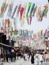 こいのぼり800匹が頭上にお目見え　観光客ら楽しむ　明治から昭和の時代にかけての建築物が並ぶ川越の大正浪漫夢通り商店街　設置は5月中旬まで