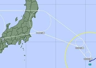 台風15号…埼玉で11日山の日に雨か、大型の台風接近、最大瞬間風速30メートルで移動中…予報円に埼玉が入った