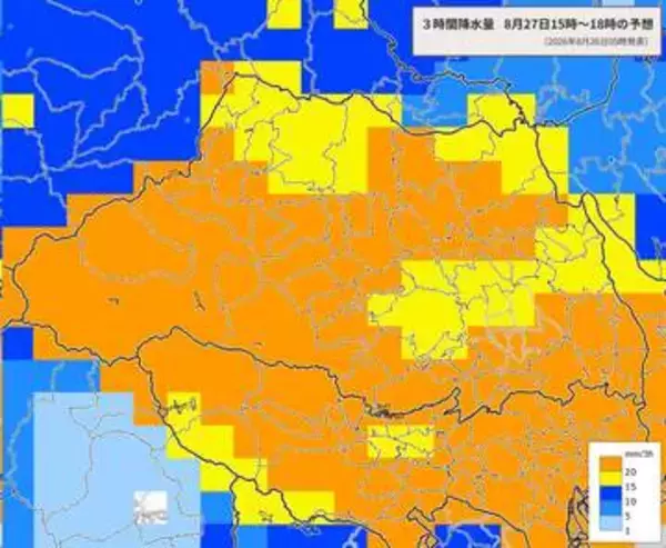 埼玉で激しい雷雨か…大雨警報の恐れ　バケツをひっくり返したような降り方、道路は川のようか　あす27日も昼前から荒れる可能性