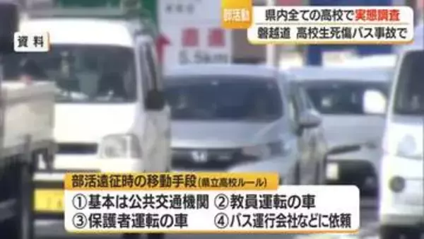 県が高校部活動の遠征移動手段を実態調査　一定のルールあるも報告義務なく未把握　磐越道の事故受け　山形