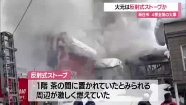火元は反射式ストーブか・ライター使い爆発音と同時に火の手上がる…4棟全焼の新庄市小田島町の火事　山形