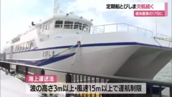 過去最長17日に…定期船「とびしま」欠航　不足した医薬品などヘリコプターで空輸　山形・酒田市飛島