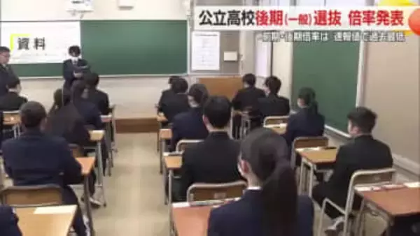 山形県公立高校後期選抜倍率・入試全体の倍率の速報値は0.77倍と過去最低