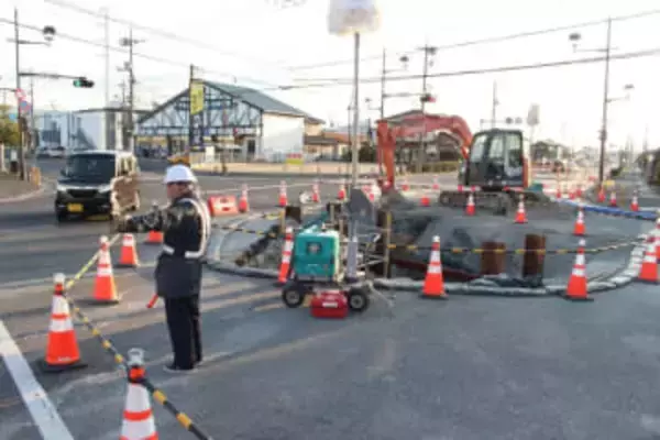 総社 下水道管損傷復旧に遅れ　市道の交通規制当面継続