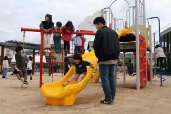 倉敷 古水江ふれあい公園開園　かまどベンチ備え避難場所も