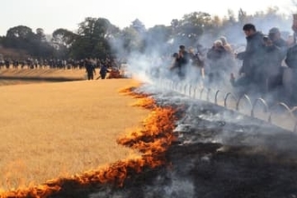 立春の岡山県内暖かく　後楽園では恒例の芝焼き