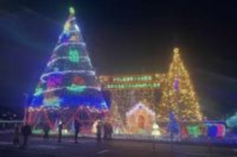 華やか、巨大 Xマスツリー　クラレ倉敷事業所にイルミお目見え