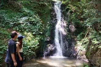 涼求める観光客ら次々　津山・横野滝にぎわう