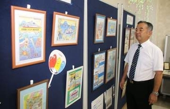 玉野の建造船絵はがきで　布施さんがイラスト展