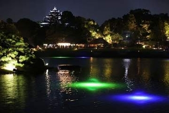 優美な光 岡山の名所彩る　「幻想庭園」「烏城灯源郷」会期中盤　