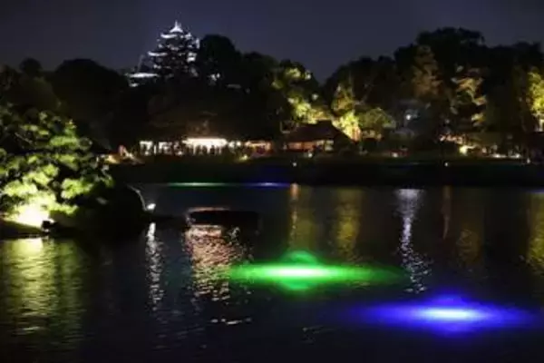 優美な光 岡山の名所彩る　「幻想庭園」「烏城灯源郷」会期中盤　