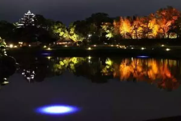 「幻想庭園」「烏城灯源郷」24日開幕　名園と天守 柔らかな光に