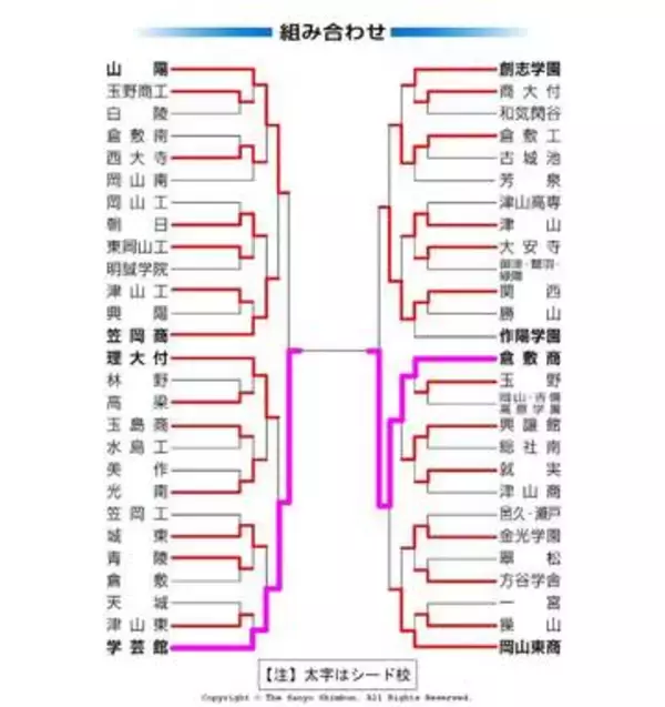 高校野球 岡山大会 準決勝の勝敗　第12日（25日）