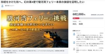 「夕焼け富士」が見られる最後のチャンス?　“幻の第4便”復活目指し駿河湾フェリーが初のクラファン　300万円届かないと運航は中止に