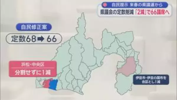 大詰め…静岡県議定数削減　自民「2減」にふじのくにも賛成　公明は伊豆・伊豆の国の合区に否定的「人口が少ない地域の声が届かない」　静岡