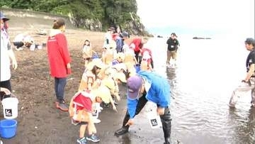 「大きくなって帰ってきてね」園児らが願い込めて駿河湾にヒラメの稚魚を1万4700匹放流＝静岡・沼津市