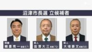 沼津市長選告示  現職と新人2人が届け出 三つ巴の選挙戦か   4月26日投開票＝静岡