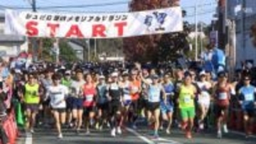 初冬の磐田の街駆け抜けるジュビロ磐田メモリアルマラソン 約6400人が疾走＝静岡・磐田市