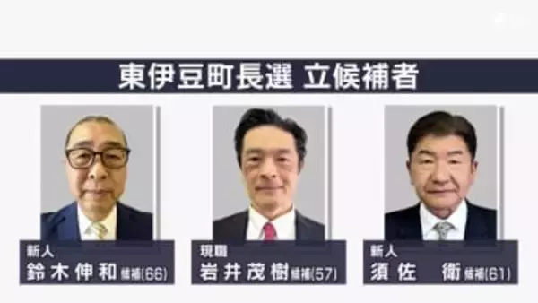 東伊豆町の町長選 8年ぶりの選挙戦は三つ巴に 現職と新人2人=静岡