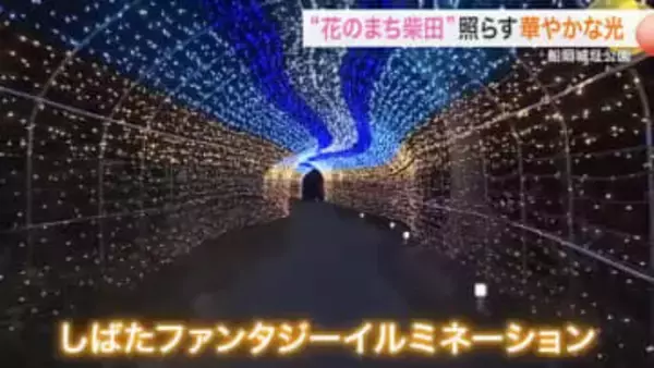 「光の華」咲き誇る　船岡城址公園でイルミネーション　５０ｍのトンネルも〈宮城・柴田町 〉