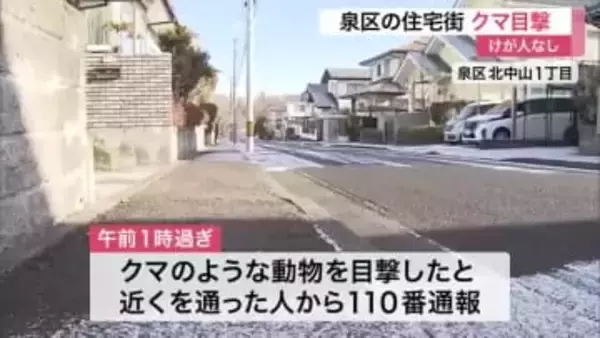 泉区北中山の住宅街でクマ目撃　未明に体長１メートル　小学校近くも被害なし〈仙台市〉