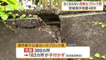 宮城県沖地震から４８年…今も宮城県内に残る危険なブロック塀　仙台市や通学路でも半数以上が手付かず