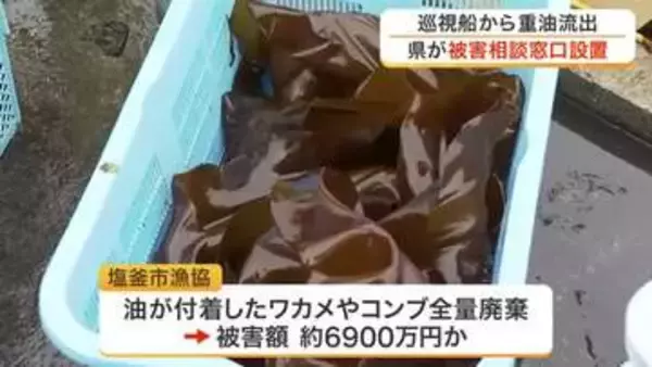 「海保巡視船の重油流出問題で宮城県が対応窓口を開設　ワカメ全量廃棄やノリ２２００万枚に甚大な被害」の画像