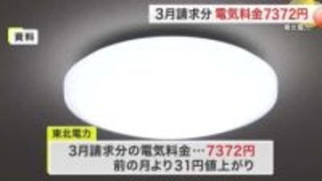 東北電力３月請求分は３１円値上げ　平均家庭７３７２円に　燃料費上昇響く〈宮城〉