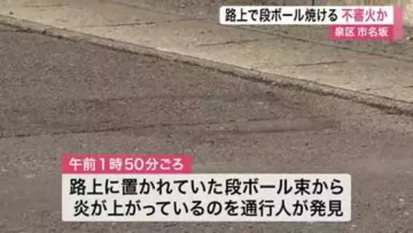 路上で段ボールの束から炎　消防が消火活動　不審火とみて警察が捜査〈仙台市泉区〉