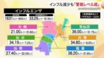 インフルエンザ流行の中心は「Ｂ型」に　宮城県内２週連続減少も警報レベル続く　５～１４歳が６割占める