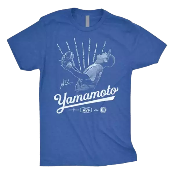 山本由伸のWS MVP記念Tシャツが登場―"世界一の雄叫び"をデザイン化