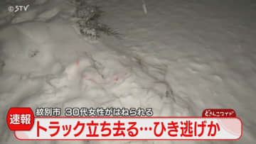 【速報】「トラックが歩行者はねて立ち去った」ひき逃げか　30代女性が頭から出血　紋別市の道道