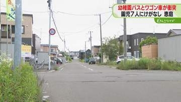 信号機のない交差点で…　ワゴン車と幼稚園バスが衝突　園児７人と運転手ら合計９人乗車　北海道恵庭市