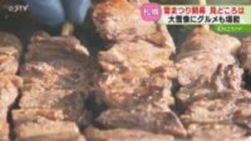 雪像以外にも見どころあり！エゾシカ肉のアツアツ串焼き　冬季限定人気のお菓子も　さっぽろ雪まつり
